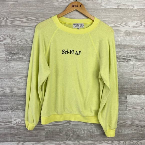 Wild Fox Sci-fi Yellow Long Sleeve sweater Rare - Picture 4 of 9